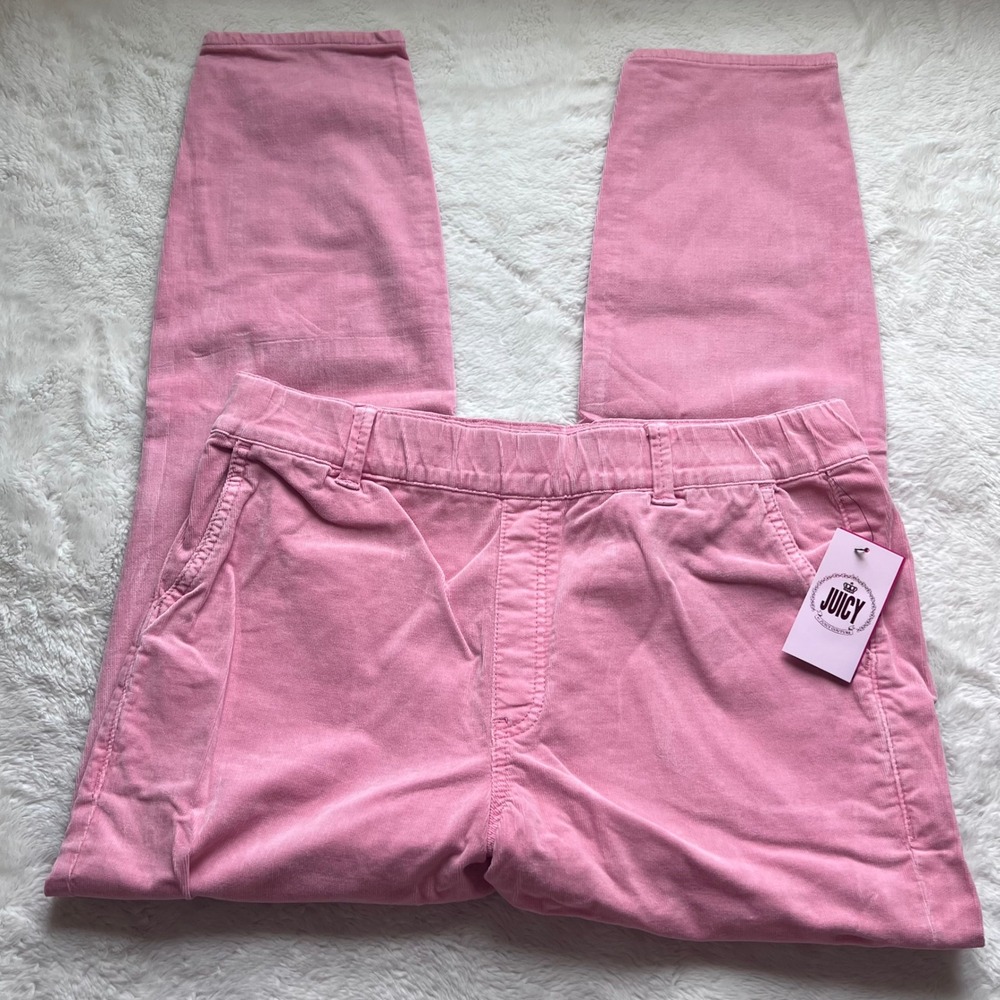 Juicy by Juicy Couture Pink Corduroy Straight Leg‎ Pants High Rise Size 16 NWT